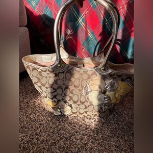 Floral Patterned Coach Tote Bag